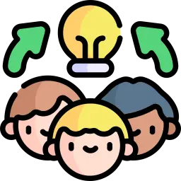 Image représentant une équipe de trois réfléchissant sur une idée sur le projet en cours